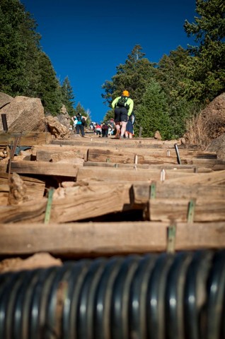 Rubber tubing, wooden beams, and metal support rods are left as a reminder of the incline 's initial purpose - to pull a funicular up Mount Manitou.