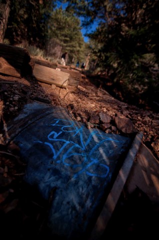 Graffiti reads "Don't Stop"; encouraging messages and will power abound.